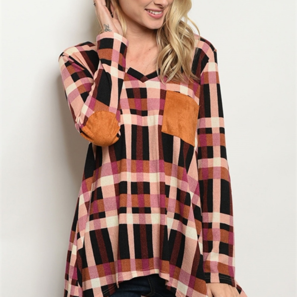 🎄CCO🎄Elbow patch Plaid tunic - Picture 2 of 3
